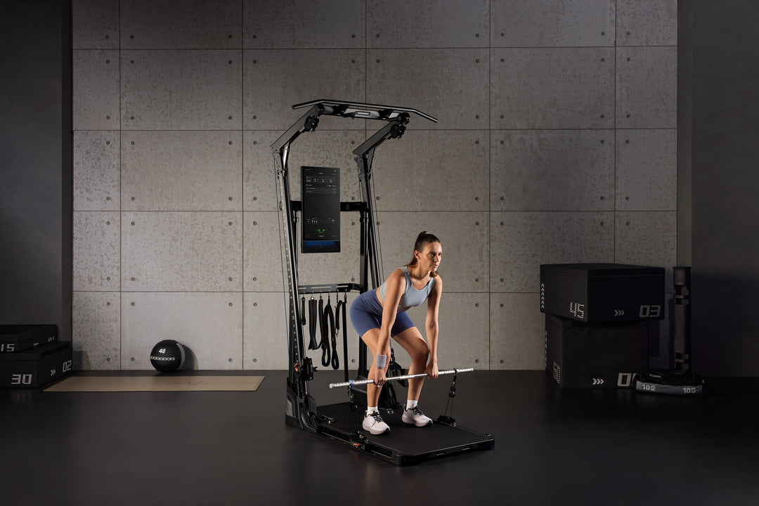 Deadlift on Gym Monster Ultra in a concrete studio